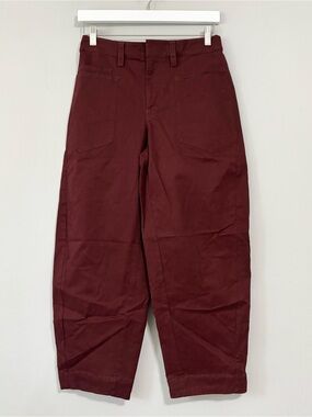 RUTI The Soft Twill Burgundy Maroon Barrel Style Ankle Pants